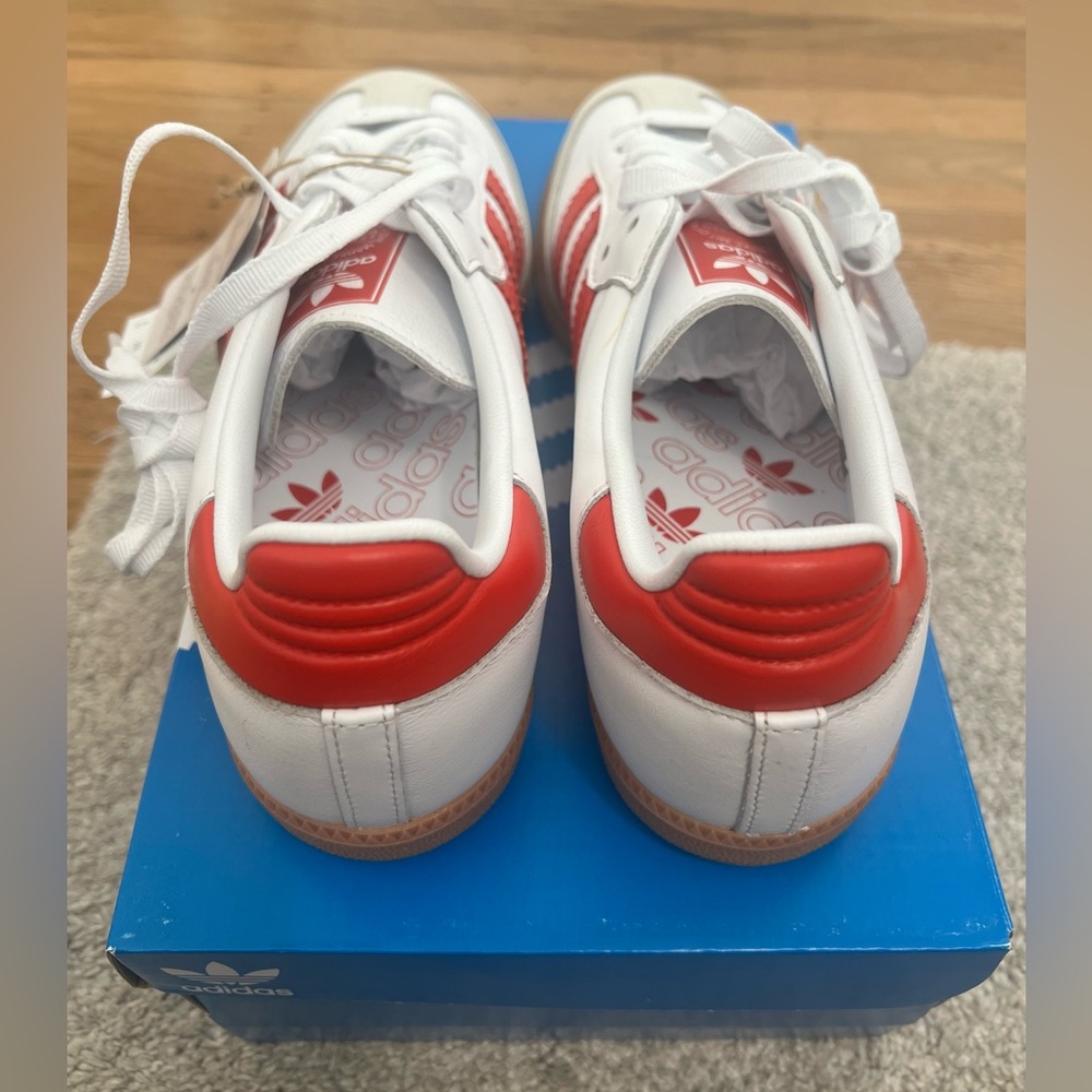 Adidas Sambas White and Red Striped Sneakers - Picture 5 of 5